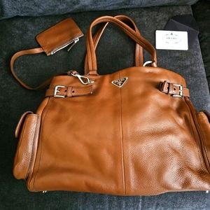 Prada brown leather shoulder bag